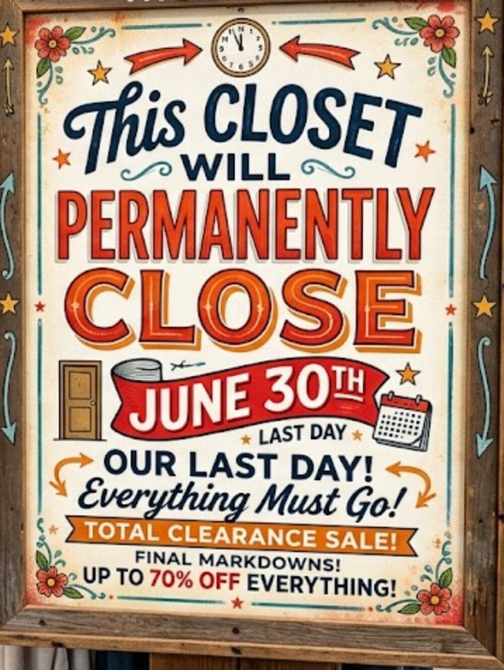This Closet Will Permanently Close June 30th